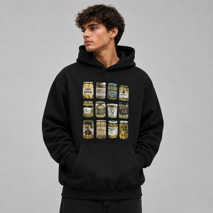 Premium 100% Cotton Heavyweight Oversized <b>Pickle</b> Lover's Hoodie | Vintage-Style Mason <b>Jar</b> Graphic Top | Modern Urban Food-Core - Product Image 4