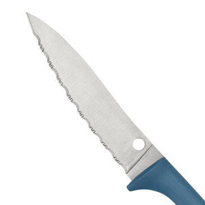 Couteaux de cuisine professionnels à lame dentelée avec manche ergonomique bleu en acier inoxydable pour couper le pain, les fruits et les tomates - Product Image 6