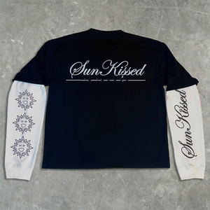 เสื้อยืดแขนยาวผ้าฝ้ายบ็อกซี่พลอยเทียมสำหรับซัก100% - Product Image 3