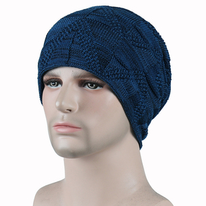 Bonnet en tricot noir pour homme, bonnet d'hiver décontracté uni, bonnet en tricot à la machine - Product Image 5