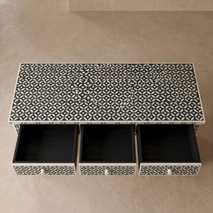 Table console traditionnelle artisanale écologique légère avec incrustations en os, décoration d'entrée et de salon, mobilier moderne par Vikis Arts - Product Image 5