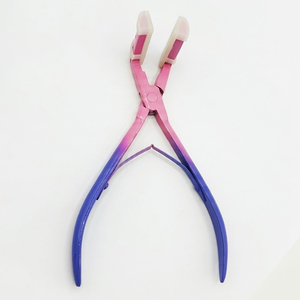 Pince à ruban adhésif pour extensions capillaires dégradé rose-violet, structure métallique lisse, mâchoires en silicone souple, pince de pressage pour sceller les bandes - Product Image 1