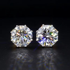 AMBER JEWELS Pendientes Unisex de Oro Sólido de 14K y Chapado en Oro de 14K, Estilo Vintage para Compromiso, Boda o Fiesta, con Diamante Cultivado en Laboratorio de Corte Brillante, Certificado IGI - Product Image 1