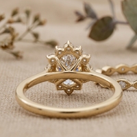 Ensemble de bagues de fiançailles et de mariage vintage en or 14K avec diamant ovale 2 carats et halo, unisexe, empilable, certifié IGI, pour fête