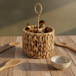 Eco-Friendly Mini Handmade Natural Water Hyacinth Hand-Woven Simple Style Storage <b>Basket</b> for Home Use Knives Forks & <b>Small</b> Items - Product Image 3
