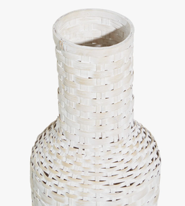 Vase à fleurs décoratif en bambou tressé blanc, style bohème rustique, pour bouteille de vin, grande taille, en promotion - Product Image 4