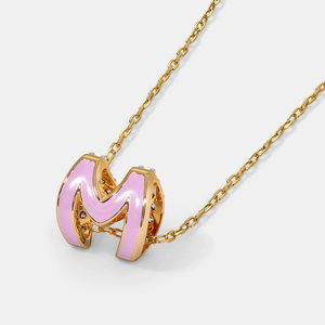 Collier pendentif lettre M plaqué or 18 carats de luxe avec strass en cristal sertis en chaîne, unisexe, pour tous les jours - Product Image 2