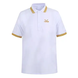 Mới Bán Buôn Cá Nhân Đơn Giản Thoải Mái In Logo Trắng Với Vàng Slim Fit Men Polo T Shirt