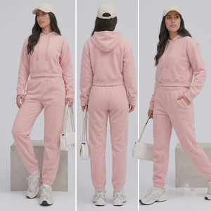Ensemble de survêtement en polaire : sweat à capuche court et pantalon de jogging, deux pièces - Product Image 6