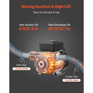 110V 16 GPM 60 L/min AC Electric Fuel Transfer <b>Pump</b> 8 Ft/2.4 m Max <b>Suction</b> L for Diesel Kerosene Biodiesel - Product Image 3