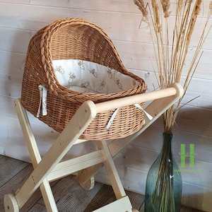 Cochecito de Mimbre y Ratán Estilo Boho para Muñecas, con Ruedas de Madera, Decoración Moderna para Cuarto de Bebé, Accesorios de Fotografía, Regalo de Cumpleaños para Niños - Product Image 3