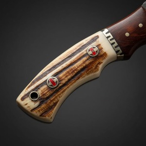 Couteau de survie artisanal en acier Damas avec manche en corne de cerf et étui en cuir, couteau d'extérieur - Product Image 3