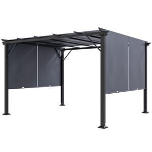 Pérgola Retráctil de 12x10, Espaciosa, Impermeable, Resistente a los Rayos UV, con Estructura de Acero en Gris - Product Image 1