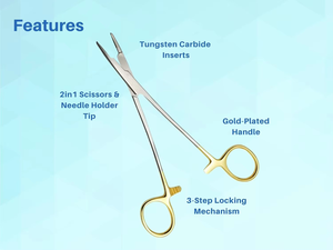 Portaagujas Olsen-Hegar Premium TC - Mordazas de Carburo de Tungsteno con Tijeras de Sutura Integradas, Portaagujas Olsen-Hegar Reutilizable - Product Image 4