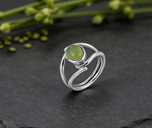 Anello Art <span class=keywords><strong>Palace</strong></span> in Argento 925 con <span class=keywords><strong>Giada</strong></span>, Montatura a Castone, Minimalista, Unisex, per Uso Quotidiano - Product Image 2