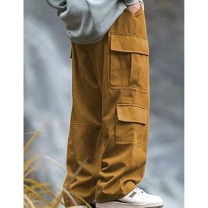 Mens Elastic Waist Canvas Lightweight Hip Hop Casual Straight Leg Sweatpants - Product Image 3