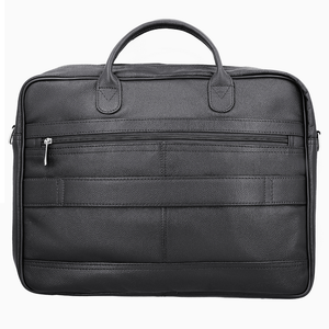 Black Leather Business Laptop <b>Bag</b> with Adjustable Shoulder Strap & Storage Pockets Durable Office Carry Case - Product Image 1