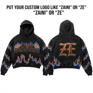 350gsm Heavyweight 100% Cotton <b>Fleece</b> Men's Acid Wash Hoodie <b>Black</b> Oversized Custom Front Logo Embroidery & Print Eco-Friendly - Product Image 1