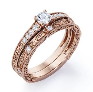 Moissanite Diamond Bridal Set 0.75 Carat Cut Claw Setting <b>925</b> <b>Silver</b> Gold Plated Engagement <b>Ring</b> Vintage Wedding <b>Ring</b> - Product Image 3