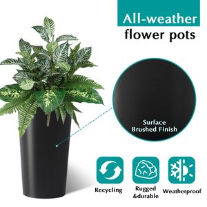 Paquete de 2 Macetas Cuadradas Modernas Altas de 21.7 Pulgadas, Macetas Grandes para Interiores y Exteriores, para Porche, Patio, Jardín - Product Image 4