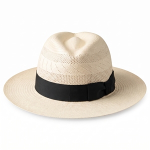 Casquette de soleil d'été unisexe en paille Panama, style personnage, avec ruban noir, pour adultes, vente en gros, logo personnalisé, haute qualité, OEM ODM, faible MOQ - Product Image 4