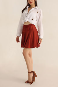 Jupe mi-longue décontractée en mousseline de soie à fleurs pour femme, taille élastique ample, grande taille, patchwork, ceinture, plage - Product Image 4