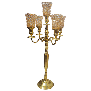 Metal Shiny Gold Plated <b>candelabra</b> with 5 crystal votive Unique design handmade candle holder <b>Candelabra</b> for Party decoration - Product Image 4