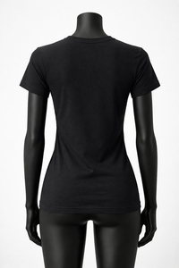 Camiseta de Verano para Mujer, Negra, Lisa, Corte Regular, Poliéster/Algodón, Casual, Manga Corta, Transpirable, de Alta Calidad - Product Image 6