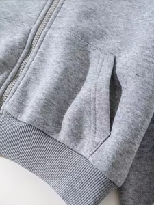 Women's Gray Hooded <b>Zip</b>-<b>Up</b> <b>Cropped</b> Hoddie Casual Short Length Cotton Blend Knitted Hoodie with Pockets Autumn Wear - Product Image 4