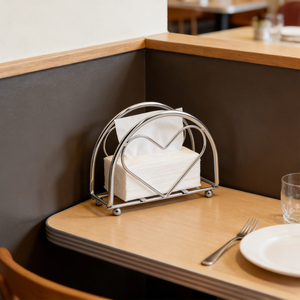 Porta Servilletas de Metal Plateado con Forma de Corazón, Decorativo para Mesa, Soporte para Servilletas y Pañuelos con Diseño de Corazón para Mesa de Comedor, Cocina, Restaurante - Product Image 5