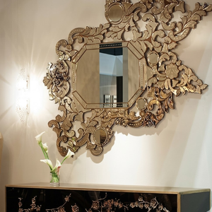 Miroir mural baroque vénitien de luxe, design vintage antique |   Miroir décoratif en verre orné pour salon, chambre à coucher, hôtel - Product Image 5