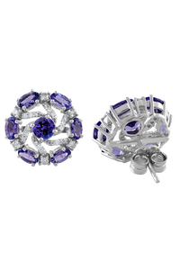 Pendientes de Diamante y Tanzanita en Plata de Ley 92.5 KLST-30706 - Product Image 4