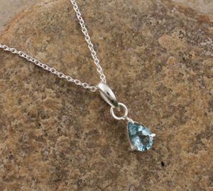 Collier pendentif en argent sterling 925 plaqué platine, topaze bleue naturelle vintage, coupe émeraude rectangulaire, bijoux en gros - Product Image 2