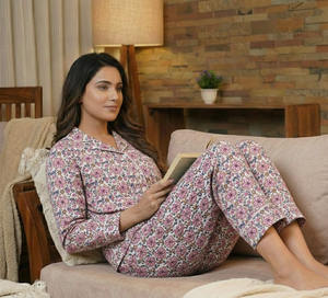 Hand Block Print Cotton <b>Womens</b> Relax Fit Pajama Nightwear Export Supplier India - Product Image 4