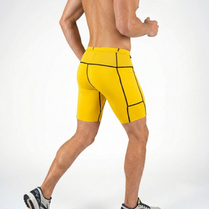 <b>Men's</b> Yellow <b>Compression</b> Mesh <b>Shorts</b> Athletic Wear Mid Waist Elastic Closure Tight <b>Shorts</b> <b>Men</b> Yoga Wear Tight <b>Shorts</b> <b>Mens</b> - Product Image 2