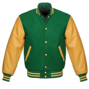 เสื้อแจ็คเก็ตเบสบอลแบบ Varsity Letterman สำหรับผู้ชาย แบรนด์สั่งทำพิเศษ พร้อมไส้ขนเป็ดระบายอากาศได้ดี แขนหนังแท้ ปะติดแพทช์สีดำ สำหรับฤดูหนาว - Product Image 5