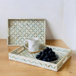 Bandejas rectangulares al por mayor con incrustaciones de nácar para tazas. Bandejas de servir para cocina y hogar, varios diseños. - Product Image 4