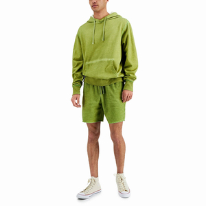 Ensemble de survêtement vert à capuche pour homme, couleur unie, manches longues, short décontracté, hiver, respirant, coton, coupe régulière, taille élastique - Product Image 5