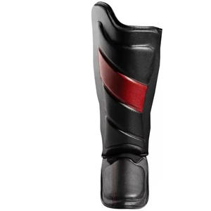 Protège-tibias en similicuir noir et rouge avec fermeture auto-agrippante pour arts martiaux, unisexe, adultes, cuir de qualité supérieure - Product Image 2
