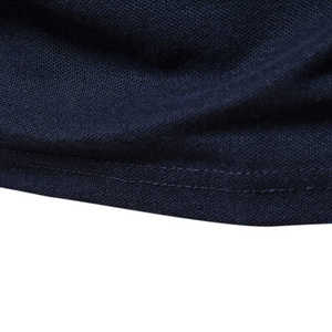 Men's Navy Blue Short Sleeve <b>Polo</b> Shirt With <b>Orange</b> Trim And Number 8 On Left Sleeve Casual Knitted Style - Product Image 3