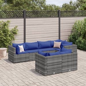 Ensemble de 7 meubles de jardin standard en rotin PE gris pour patio - Product Image 1