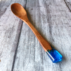 Ensemble de cuillères en bois et résine faites à la main, prix usine indien, pour servir les salades lors de fêtes, provenance Inde - Product Image 4