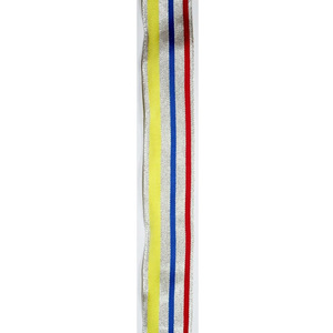 Cinta de Jacquard Dorada y Encaje Metálico Plateado Personalizados OEM para Cinturones y Fajas de Academia, Adorno a Rayas Multicolor - Product Image 1