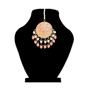 Tikka classique de style Bollywood indien en Kundan avec placage or, bijou de front tendance pour filles et femmes - Product Image 2