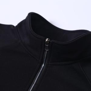 Men's <b>Navy</b> Blue Quarter Zip Fleece Sweatshirt Stand Collar Regular Fit Solid Casual Knitted Polyester Autumn Wear - Product Image 2