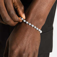Bracelet tennis en argent sterling 925 avec micro-pavé de perles rondes, bracelet de luxe réglable pour hommes et femmes
