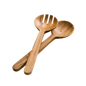 Venta al por mayor de utensilios ecológicos de madera para ensalada con logotipo personalizado, juego de cuchara y tenedor de madera hechos a mano para restaurante y hotel en oferta. - Product Image 1