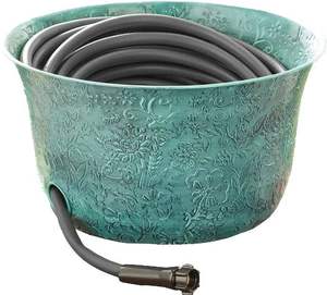 Maceta de cobre hecha a mano para guardar mangueras de jardín con tapa decorativa de pájaro para un estilo elegante en el paisajismo exterior. - Product Image 6