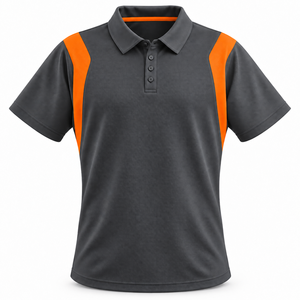 Polo de travail pour hommes en gros, personnalisable avec logo, empiècements contrastants, manches courtes, en tissu piqué, uniforme pour personnel d'équipe - Product Image 1
