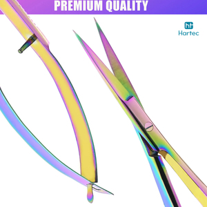 Tijeras para Cutículas de Acero Inoxidable Curvadas para Diestros, Herramienta de Cuidado Personal de Alto Rendimiento, Tijeras para Cutículas Arcoíris - Product Image 4